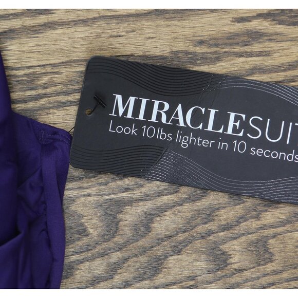NWT Miraclesuit Soft Cup Tummy Control One Piece Swimsuit Mulberry Purple 14 - Picture 7 of 9